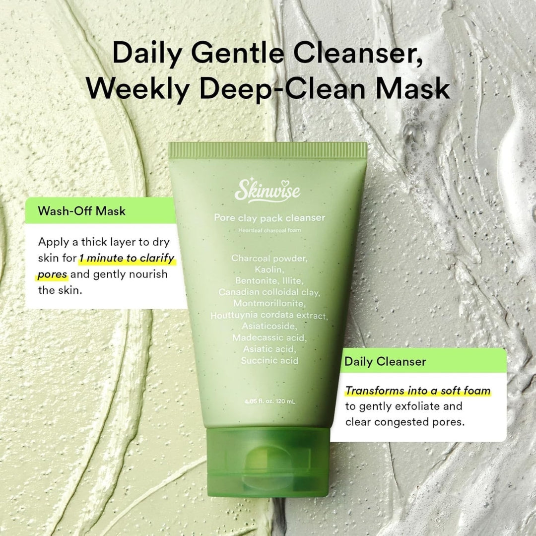 Skinwise™ Pore Clay Pack Cleanser - Heartleaf Charcoal Foam 120ML