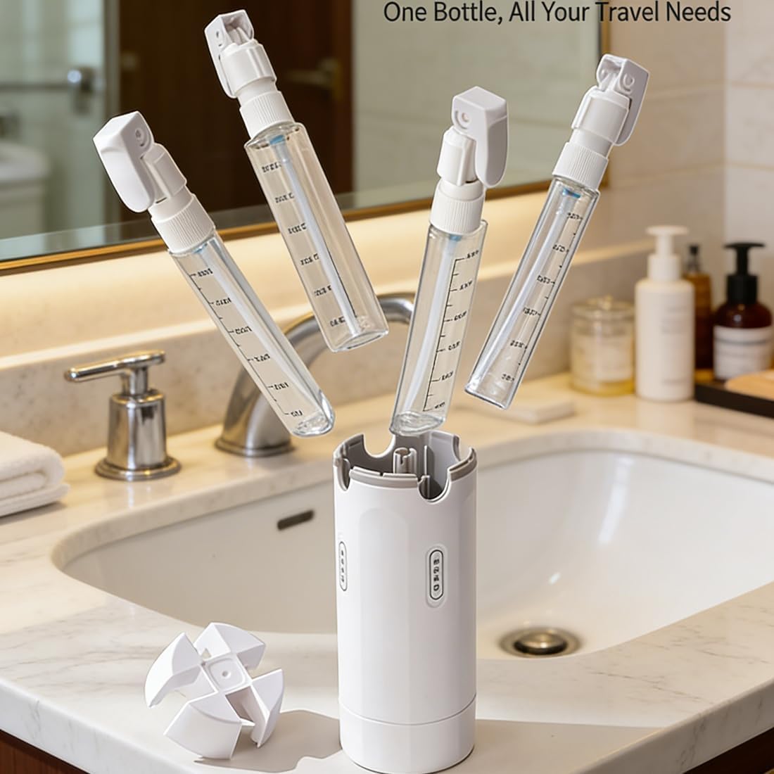 4 in 1 Travel Dispenser, 4 Pack 30ML Travel Bottle
