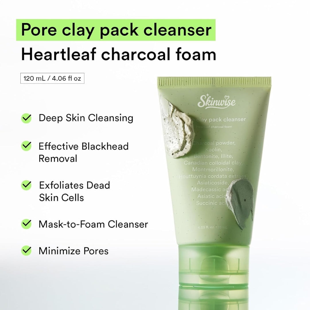 Skinwise™ Pore Clay Pack Cleanser - Heartleaf Charcoal Foam 120ML