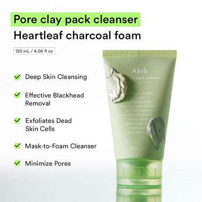 Skinwise™ Pore Clay Pack Cleanser - Heartleaf Charcoal Foam 120ML