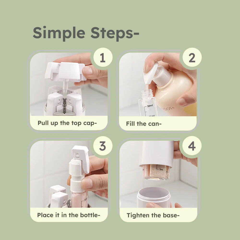 4 in 1 Travel Dispenser, 4 Pack 30ML Travel Bottle