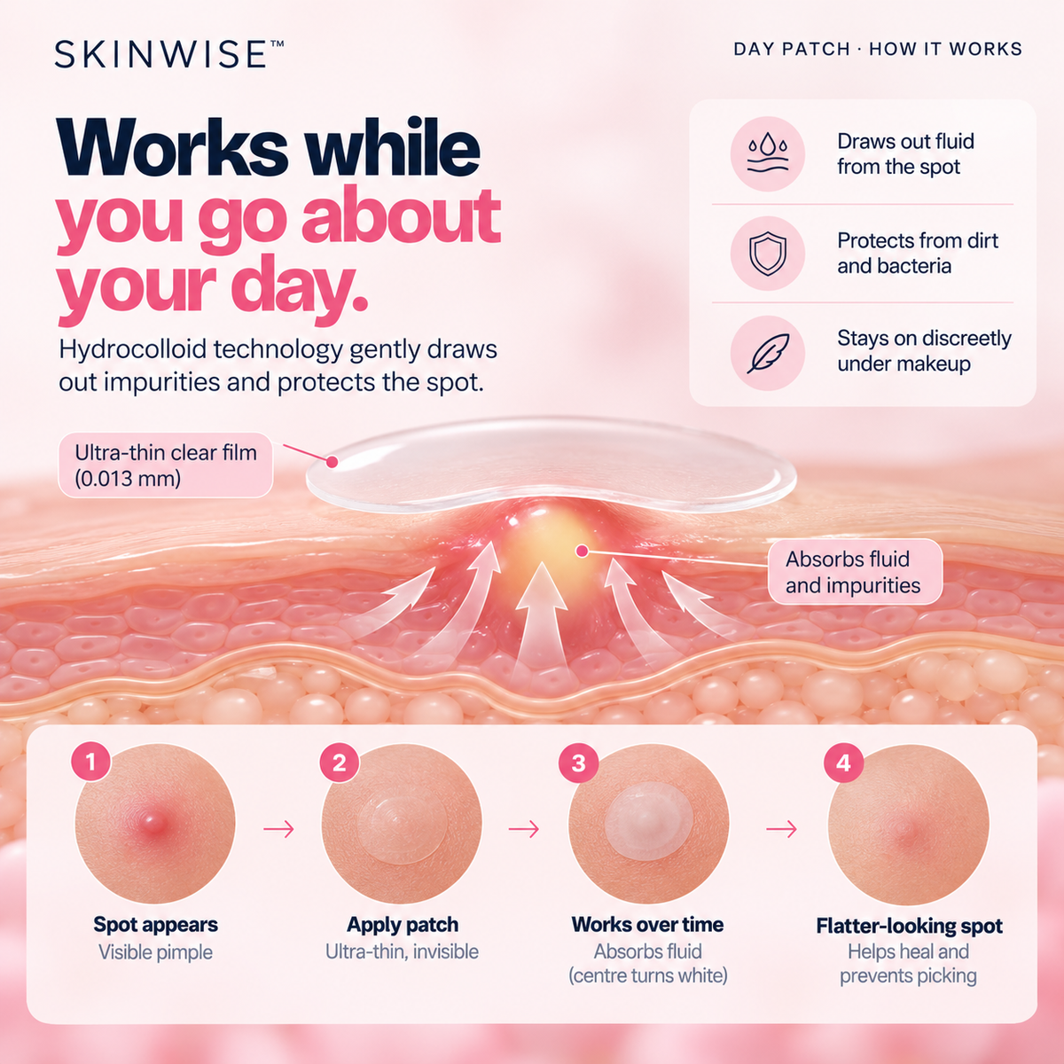 Skinwise™ Invisible Hydrocolloid Pimple Patches